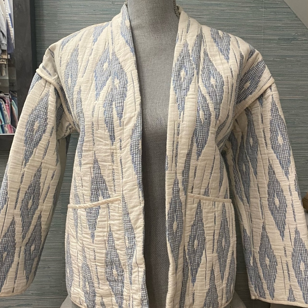 Zara Quilted Ikat Print Kimono Jacket